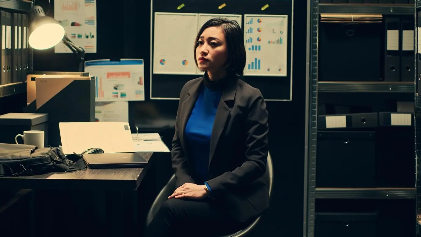 Ein Detektiv betrachtet holografische Bilder, die in Echtzeit erfasst werden.